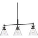 Malta 3 Light 34 inch Matte Black Linear Pendant Ceiling Light